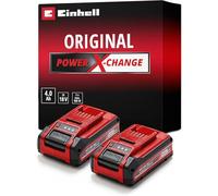 Original Einhell Batería 4 Ah Power X-Change Plus (18 V, Iones Li, de Uso Universal para Todos los aparatos Power X-Change, Control de Nivel de Carga, Twin-Pack, Incl. 2 baterías 4 Ah, sin Cargador)