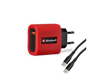 Original Einhell cargador rápido USB (65 W, adaptador de red con USB-C+USB-A, in able USB-C, fuente de alimentación de equipos, accesorios para estación de energía con batería TE-ES 18/150/1 Li-C)