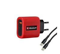 Original Einhell cargador rápido USB (65 W, adaptador de red con USB-C+USB-A, incl. cable USB-C, fuente de alimentación de equipos, accesorios para estación de energía con batería TE-ES 18/150/1 Li-C)