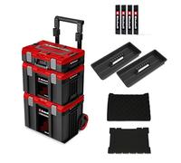 Original Einhell E-Case Rolling Workshop SEALED (taller rodante de 3 maletines, máx. 120 kg, a prueba de polvo + a prueba de chorros de agua, 44 x 40 x 70 cm, in arriles laterales)