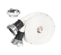 Original Einhell manguera de presión de 10 m con acoplamiento Storz (manguera de tejido/manguera de construcción/manguera plana, incl. 3 acoplamientos rápidos 1 1/2" IG en Storz, Ø 38 mm, máx. 10 bar)