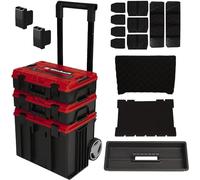 Original Einhell Set de maletín del sistema E-Case Tower (máx. 120 kg, compuesto de 3 maletines incl. accesorios, conservación y transporte de accesorios y herramientas, apilable, unible)
