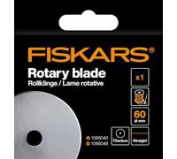 Original Fiskars Cuchilla de recambio, Cuchilla de cúter de titanio para cortes rectos, Incl. sujeción de cuchilla, Ø 60 mm, Acero con revestimiento de titanio, 1066044