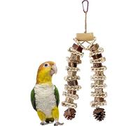 Original, juguete para afilar picos de loro, tamaño mediano y grande, para pájaros, rasgar y destruir álamo, madera maciza, poste combinado, jaula para pájaros, decoraciones colgantes coloridas