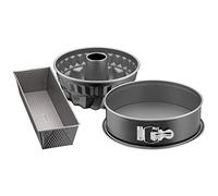 Original Kaiser Moldes para hornear: juego con molde redondo desmontable Ø26 cm, Bundt Ø22 cm y rectangular 30 cm, gris