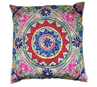 Original Kikan Suzani - Funda de cojín para sofá o almohada (60 x 60 cm), diseño étnico indio con bordado floral multicolor (gris)