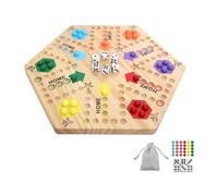 Original Marble Game Wahoo Board Game Double Sided Painted Wooden Fast Track Board Game for 6 and 4 Players 6 Colors 24 Marbles 6 Dice for Family Friends (Small)