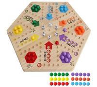 Original Marble Game Wahoo Board Game Double Sided Painted Wooden Fast Track Board Game for 6 and 4 Players 6 Colors 24 Marbles 6 Dice for Family Friends (Large)