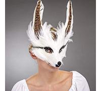 Original máscara de Plumas Animal de fabula para Adulto/Blanco/Antifaz de fantasía Cuento de Hadas emplumado/Inmejorable para Carnaval y Baile de máscaras