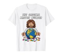 Original Master Builder Funny Jesus Christian Faith Camiseta gráfica económica, Hombre, Blanco, M