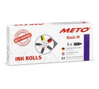 Original Meto Rodillos de tinta de para la etiquetadora manual Arrow M 9505908 (de 2 líneas y 16 dígitos para etiquetas de 22 x 16 mm) 5 unidades, negro