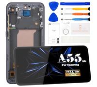 Original para Samsung Galaxy A55 5G Pantalla LCD para Samsung A55 5G Reemplazo de pantalla táctil SM-A556V SM-A556B SM-A556E Kit de reparación de montaje digitalizador con marco (negro, con huella