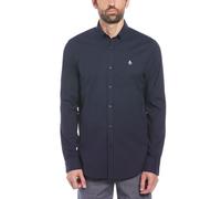 Original Penguin Ecovero Oxford - Camisa elástica de Manga Larga con Botones para Hombre, Zafiro Oscuro., L