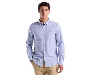Original Penguin Men's Ecovero Oxford Stretch Shirt Long Sleeve Camisa Abotonada, Azul De Amparo, XXL para Hombre