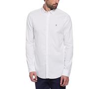Original Penguin Men's Ecovero Oxford Stretch Shirt Long Sleeve Camisa Abotonada, Blanco Brillante, L para Hombre