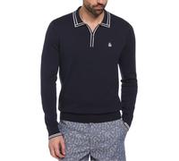 Original Penguin Polo con cremallera de un cuarto para hombre, Zafiro oscuro., M