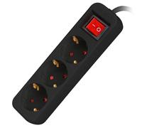 REGLETA LANBERG 3 TOMAS SCHUKO CON PROTECION NEGRA 1.5M