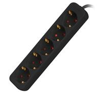 REGLETA LANBERG 5 TOMAS SCHUKO NEGRA 1.5M