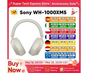 Original Sony WH-1000XM5 Auriculares estéreo inalámbricos con cancelación de ruido Bluetooth sobre la oreja llamadas cristalinas Batería de alta resolución 30h Platinum Silver