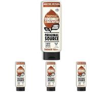 Original Source Gel de ducha de coco y manteca de karité, fragancia 100% natural, vegano, libre de crueldad, sin parabenos, botella grande, 750 ml (Paquete de 4)