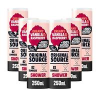 Original Source Gel de ducha de leche y frambuesa con fragancia 100% natural, gel de ducha vegano, sin parabenos, multipack de 6 x 250 ml