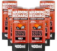 Original Source Gel de ducha para hombre con carga térmica, sin parabenos, fragancia 100% natural, entrenamiento para hombre, multipack de 6 x 400 ml