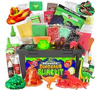 Original Stationery Kit de Slime de Dinosaurios para Hacer Slime Que Brilla en la Oscuridad, Slime Brillante, Slime de Mantequilla y Slime de Caca de Dinosaurio para Niños Regalo de Cumpleaños