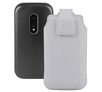 Original Suncase Bolsa Compatible con Spc Harmony Funda Cuero Estuche Funda de Móvil Bolso de Cuero Funda Protectora Carcasa en Blanco