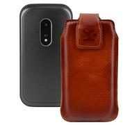 Original Suncase Funda Compatible con Spc Harmony Funda Móvil Piel Funda Protectora En Quemado Coñac