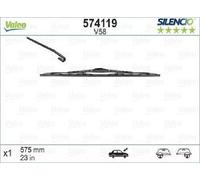 VALEO Silencio Escobilla - V58 - Escobilla Limpiaparabrisas Convencional Duradera y Resistente para Todas las Estaciones 575mm - 1 Escobilla - 574119
