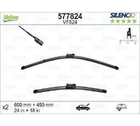 VALEO Silencio Escobilla - VF824 - Kit de Alto Rendimiento, Visibilidad Superior en Carretera, Fácil Instalación, Hojas Planas Originales de 600mm/450mm - Delanteras - Juego de 2 Escobillas - 577824