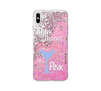 Original y con Licencia Oficial Różowa Pantera Pink Panther Cubierta de Purpurina líquida para iPhone X/XS Adaptada de Forma óptima a la Forma del Smartphone