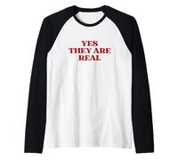 Original Yes They Are Real Y2K Aesthetic Trendy Camiseta Manga Raglan