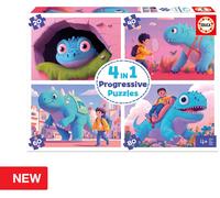 Educa - Set de 4 Puzzles Infantiles progresivos de 20 a 80 Piezas. Simpáticos Dinos. Medidas: 28 x 20 cm. Recomendados a Partir de 4 años (20222)