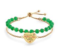 Originales verde pulseras dia de la madre, Perlas Doble Capa de pulsera mamá te quiero, Regalos dia de la Madre Pulsera Mama Acero Inoxidable, Regalo de Cumpleaños para Mamá Pulsera Ajustable 17+5cm