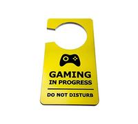 OriginDesigned Letrero para puerta de habitación de Gaming in Progress Do Not Disturb acrílico amarillo para niños, niñas, dormitorios, juegos de computadora, quincena, Mincraft