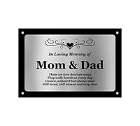 OriginDesigned Placa conmemorativa de mamá y papá bellamente grabada, para uso en interiores y exteriores (plata)