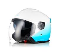 ORIGINE Casco Jet de Moto Abierto 3/4 con Doble Visera Apto para Scooters Homologado ECE2206 (DEEPSKY Gloss Blue White, M)