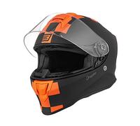 ORIGINE Casco Moto Integral con Visera para Adultos y Niños Homologado ECE (Contest Matt Orange Black,S)