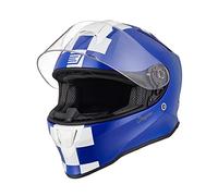 ORIGINE Casco Moto Integral con Visera para Adultos y Niños Homologado ECE (Contest Matt White Blue,L)