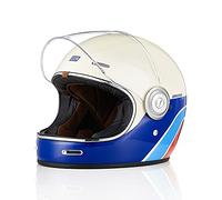 ORIGINE Casco Moto Integral Vintage ECE Homologado Cáscara de Fibra de Vidrio con Visera(Classic White,L)