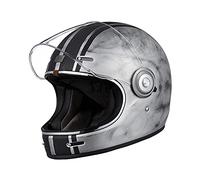 ORIGINE Casco Moto Integral Vintage ECE Homologado Cáscara de Fibra de Vidrio con Visera(Custom Silver,M)