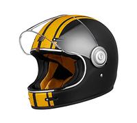 ORIGINE Casco Moto Integral Vintage ECE Homologado Cáscara de Fibra de Vidrio con Visera(Custom Yellow Black,XL)