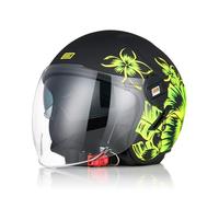 ORIGINE Casco Moto Jet Casco Moto Abierto Scooter con Doble Visera Homologado ECE 2206 (Summertime Matt Fluo Yellow Black, S)