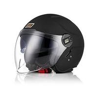 ORIGINE Casco Moto Jet Casco Moto Abierto Scooter con Doble Visera Homologado ECE (Solid Matt Black,M)