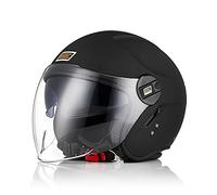 ORIGINE Casco Moto Jet Casco Moto Abierto Scooter con Doble Visera Homologado ECE (Solid Matt Black,XL)