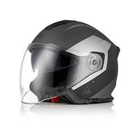 ORIGINE Casco Moto Jet Casco Moto Abierto Scooter para Mujer Hombre Adultos con Doble Visera Homologado ECE (EKO Black Titanium,XS)