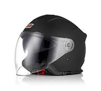 ORIGINE Casco Moto Jet Casco Moto Abierto Scooter para Mujer Hombre Adultos con Doble Visera Homologado ECE (Solid Matt Black,M)