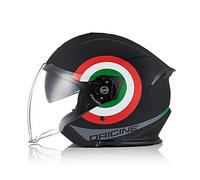 ORIGINE Casco Moto Jet Casco Moto Abierto Scooter para Mujer Hombre Adultos con Doble Visera Homologado ECE (Italy 2.0 Matt Black,L)