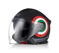 ORIGINE Casco Moto Jet Casco Moto Abierto Scooter para Mujer Hombre Adultos con Doble Visera Homologado ECE (Italy 2.0 Matt Black,XL)